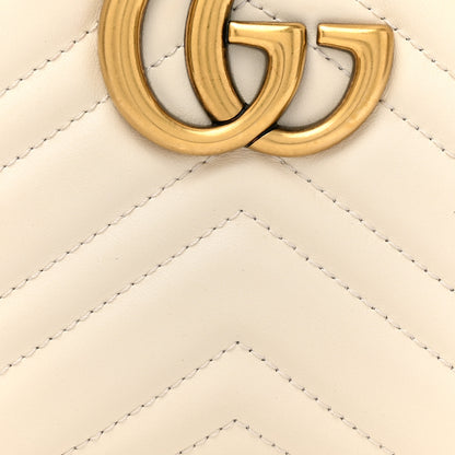 Gucci Calfskin Matelasse Small GG Marmont Chain Shoulder Bag White 8 of 14