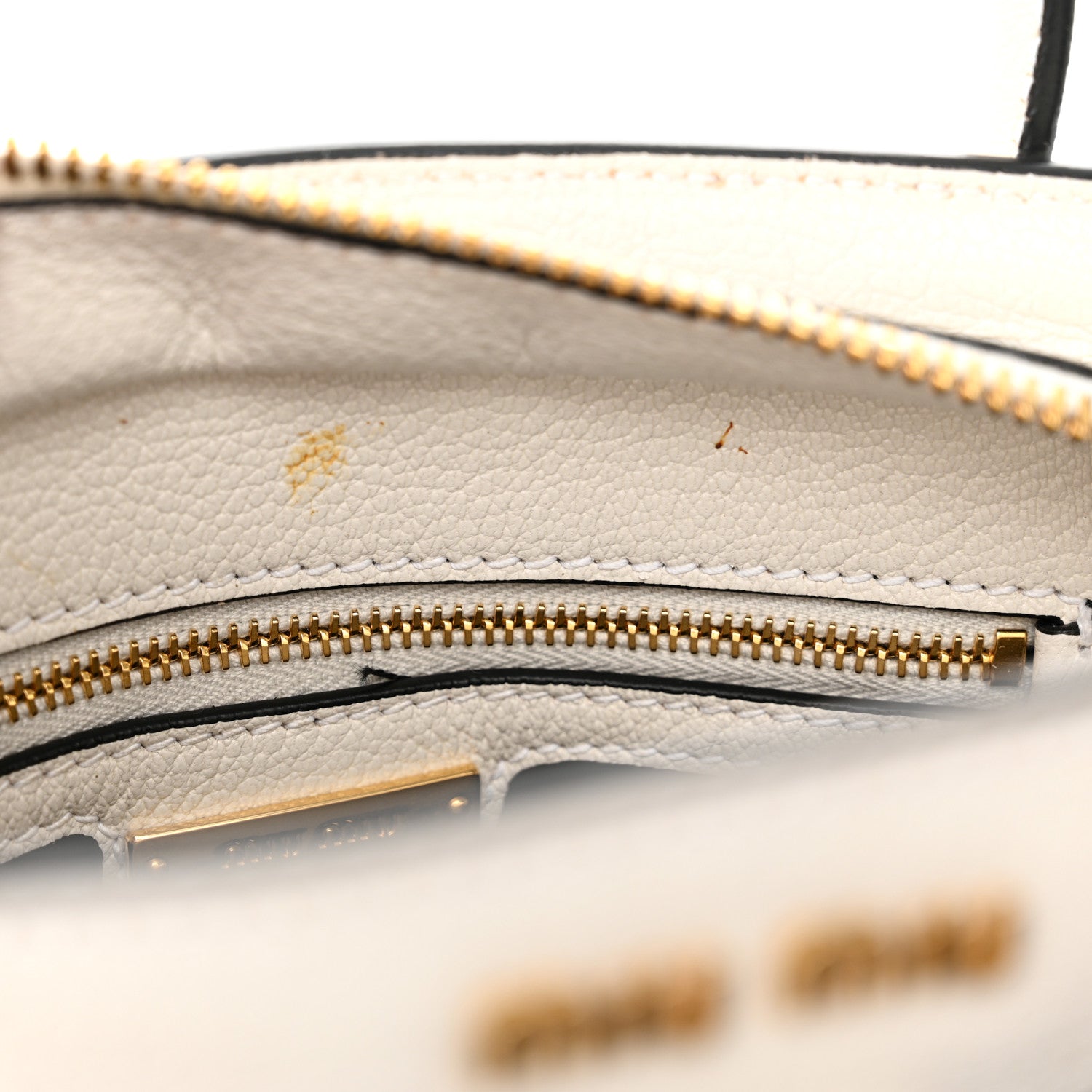 Miu Miu Goatskin Madras Fiocco Small Bow Top Handle Tote White 16 of 17