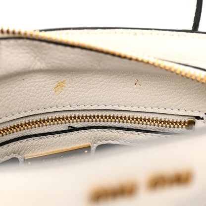 Miu Miu Goatskin Madras Fiocco Small Bow Top Handle Tote White 16 of 17