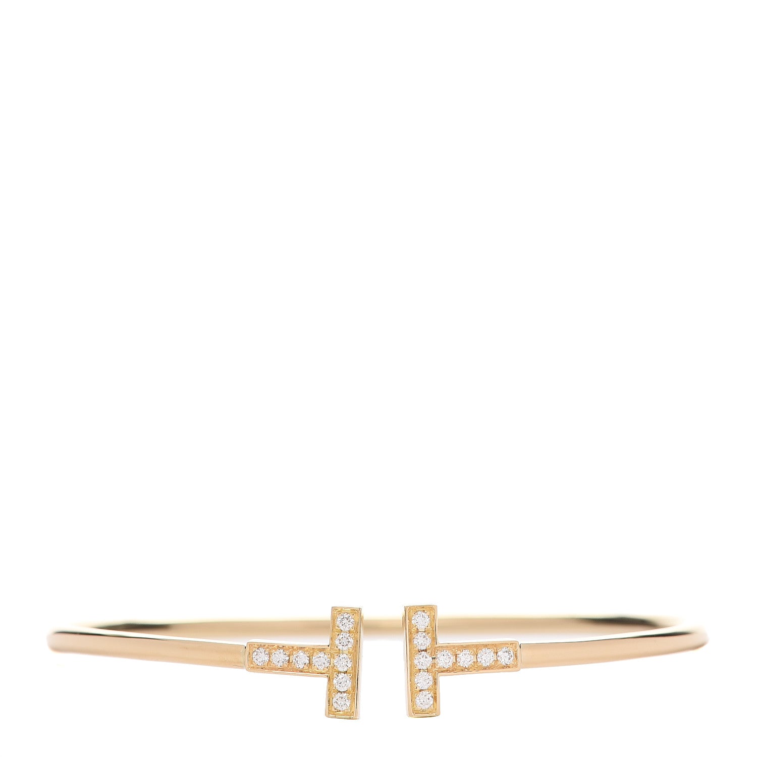 Tiffany 18K Yellow Gold Diamond T Wire Bracelet 1 of 5