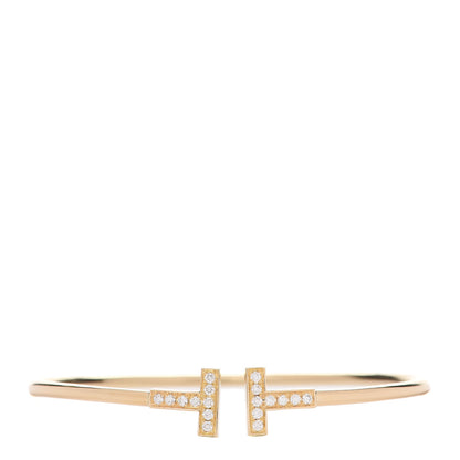 Tiffany 18K Yellow Gold Diamond T Wire Bracelet 1 of 5