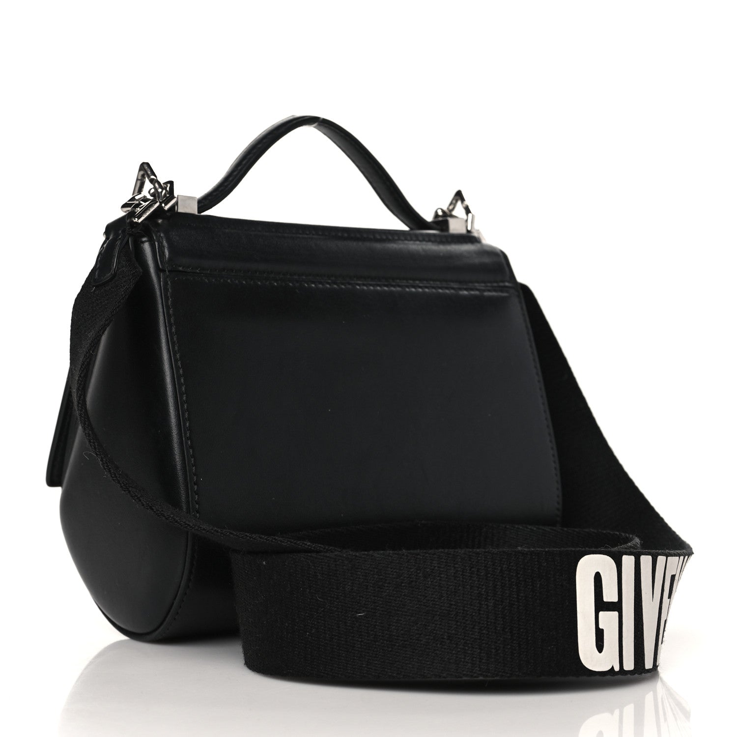 Givenchy Calfskin Mini Pandora Box Logo Strap Crossbody Bag Black 3 of 9