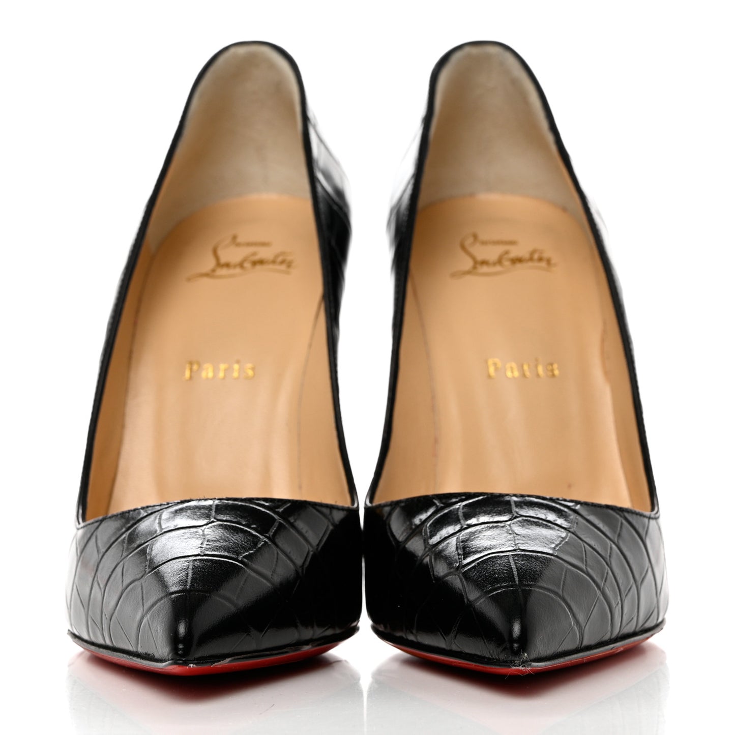 Calfskin Crocodile Embossed Pigalle Follies 100 Pumps 39 Black