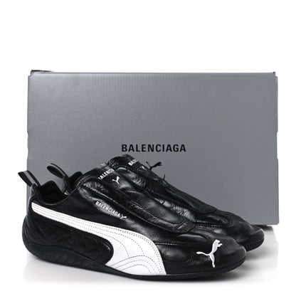 Balenciaga X PUMA Crumpled Calfskin Mens Speedcat Sneakers 42 Black White 9 of 9