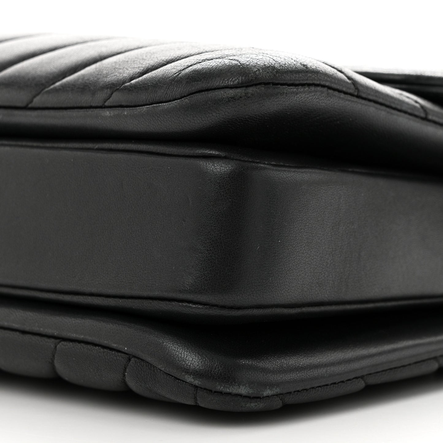 Lambskin Chevron Quilted Small Trendy CC Dual Handle Flap Bag Black