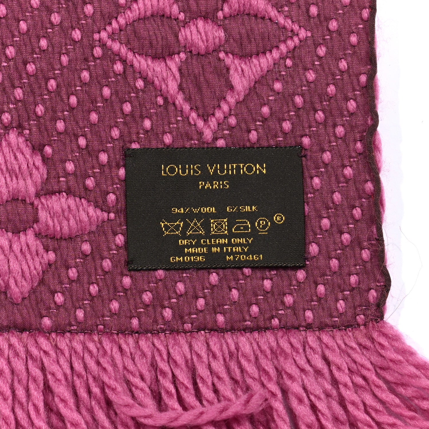 Louis Vuitton Wool Silk Logomania Scarf Pink 4 of 4