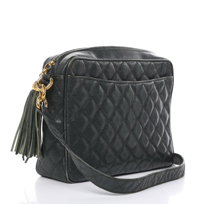 Chanel Caviar Quilted Tassel Camera Bag Dark Green 1 of 18