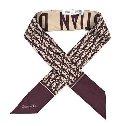 Christian Dior Silk Oblique Mitzah Scarf Bordeaux 1 of 3