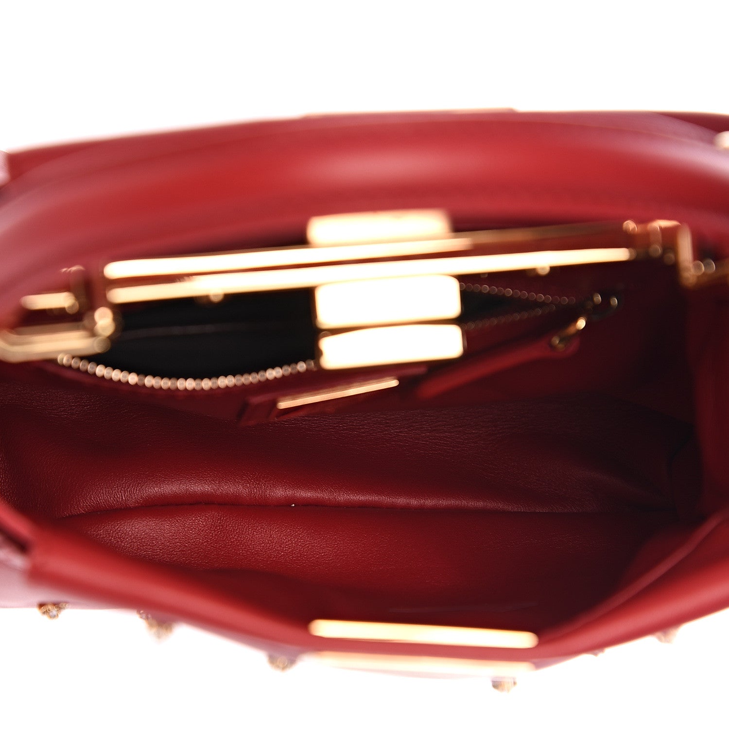 Fendi Nappa Crystal Stars Studded XS Peekaboo Iconic Satchel Fragola 5 of 10
