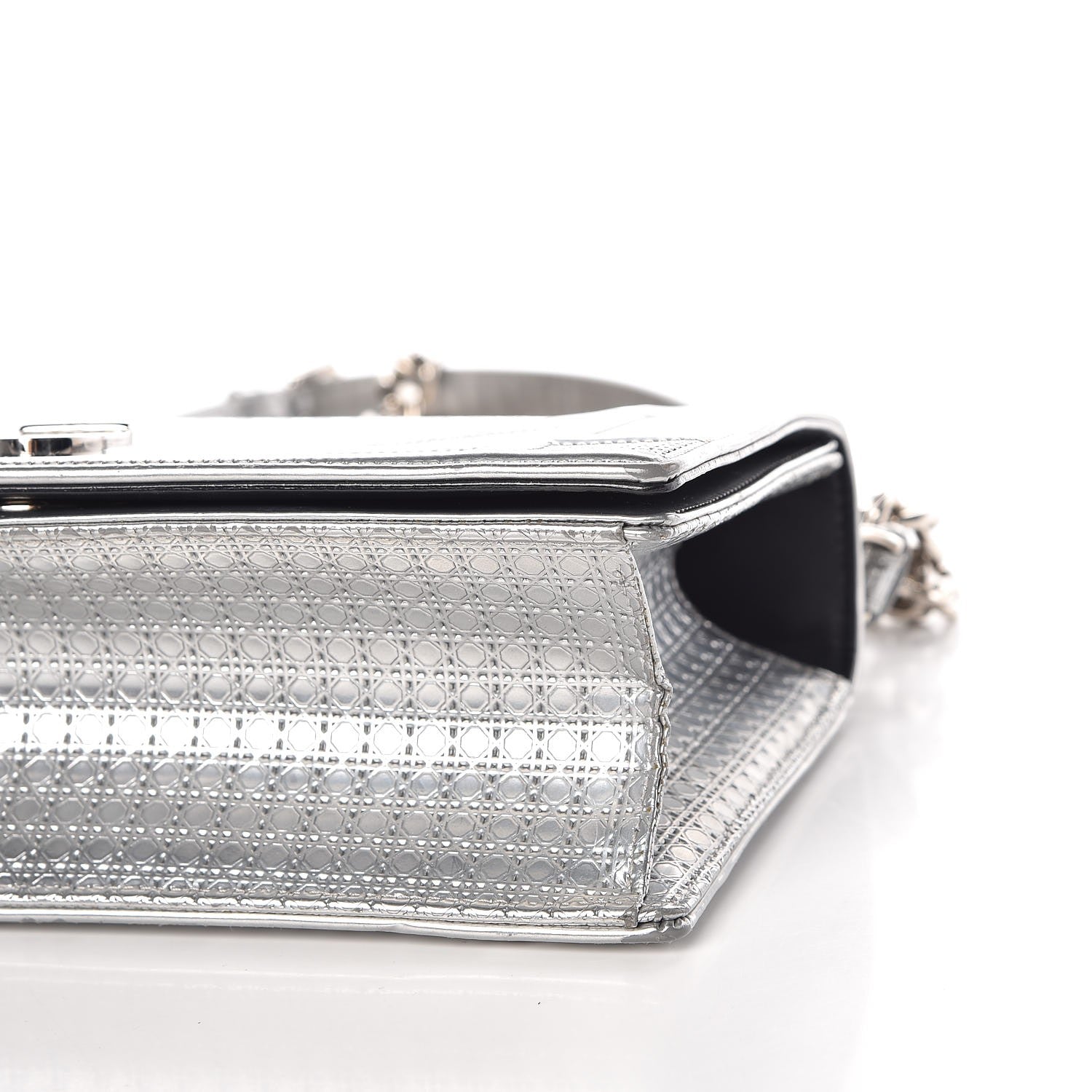 Christian Dior Metallic Patent Micro-Cannage Medium Diorama Flap Bag Silver 11 of 11