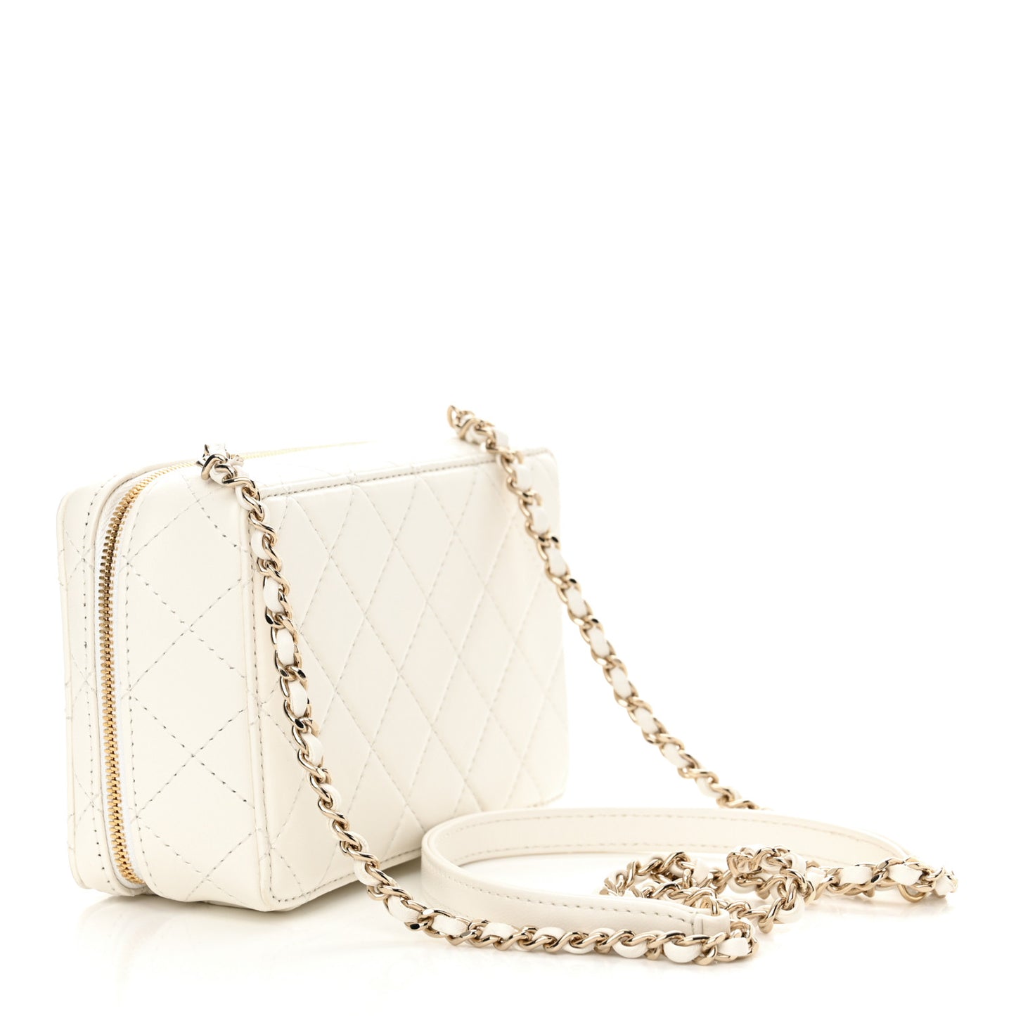 Lambskin Quilted Coco Click Bag White