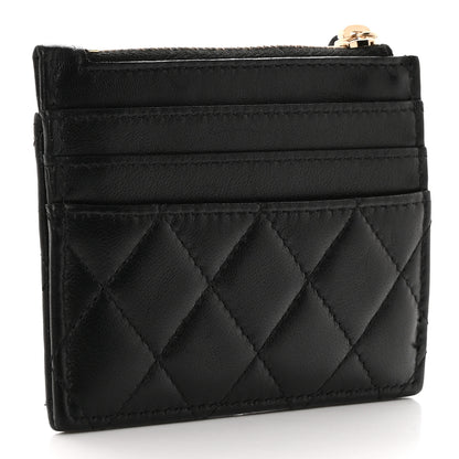 Chanel Lambskin Quilted Studded CC Zip Card Holder Black 3 of 7