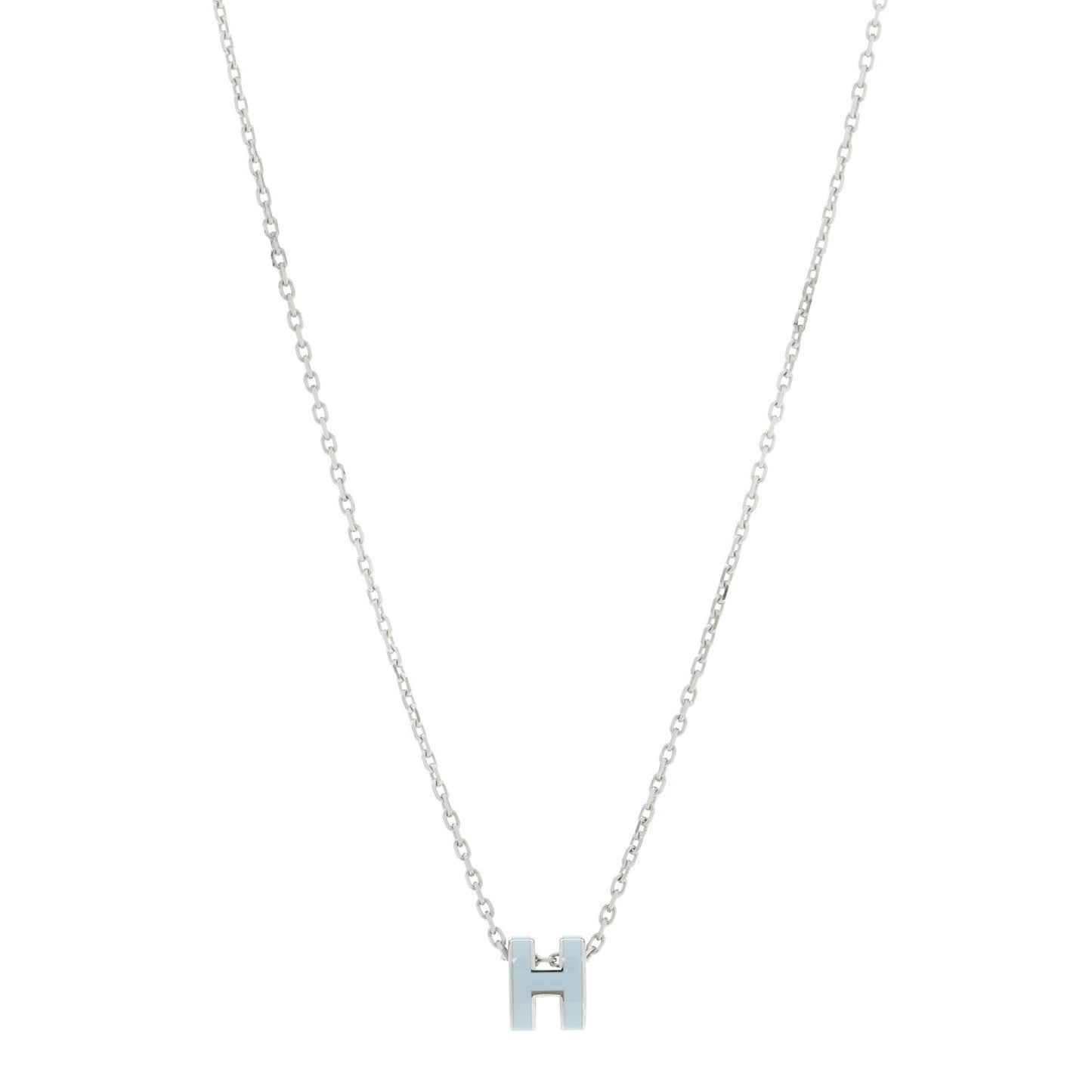 Lacquered Palladium Mini Pop H Pendant Necklace Bleu Zephyrr