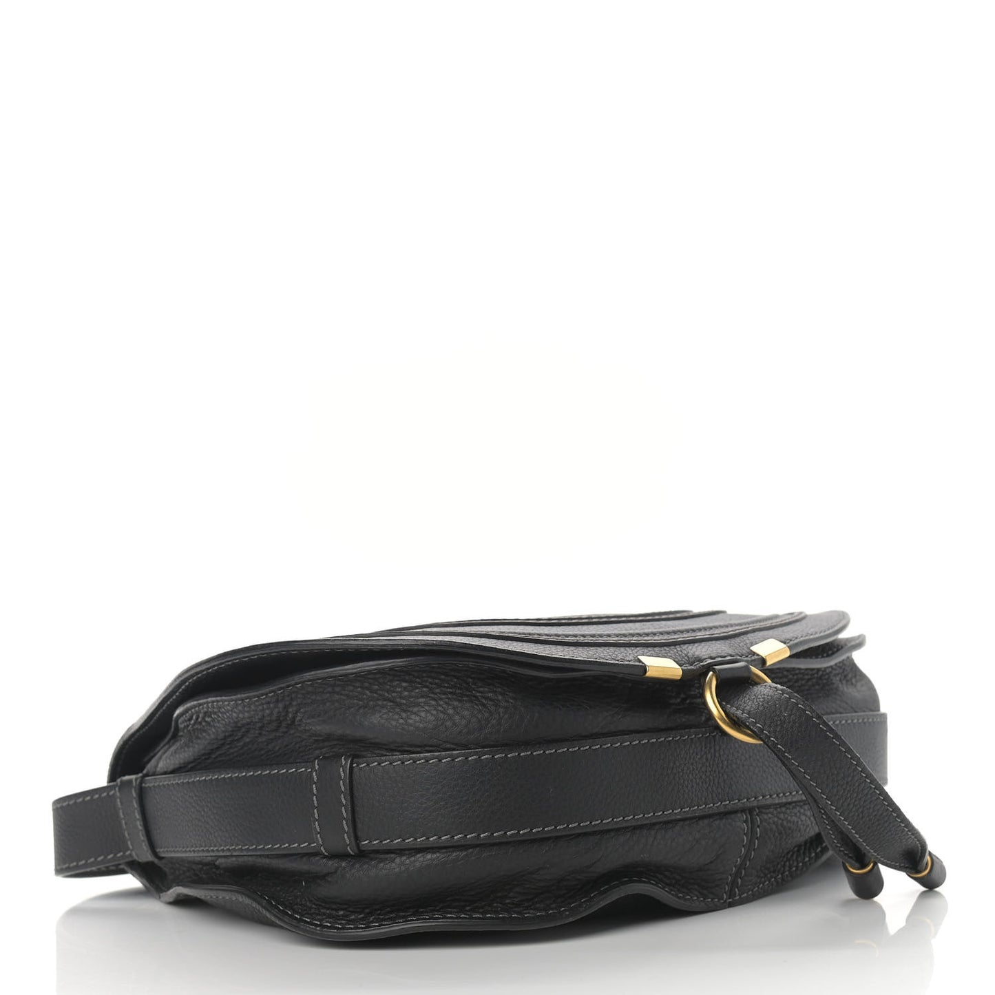 Calfskin Medium Marcie Round Crossbody Bag Black