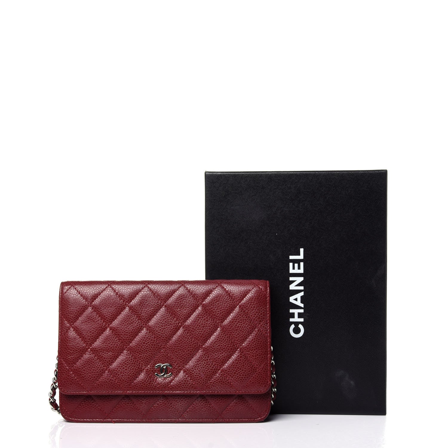 Chanel Caviar Quilted Wallet On Chain WOC Dark Red 13 of 13