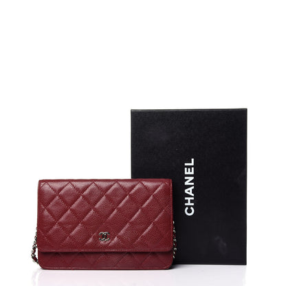 Chanel Caviar Quilted Wallet On Chain WOC Dark Red 13 of 13