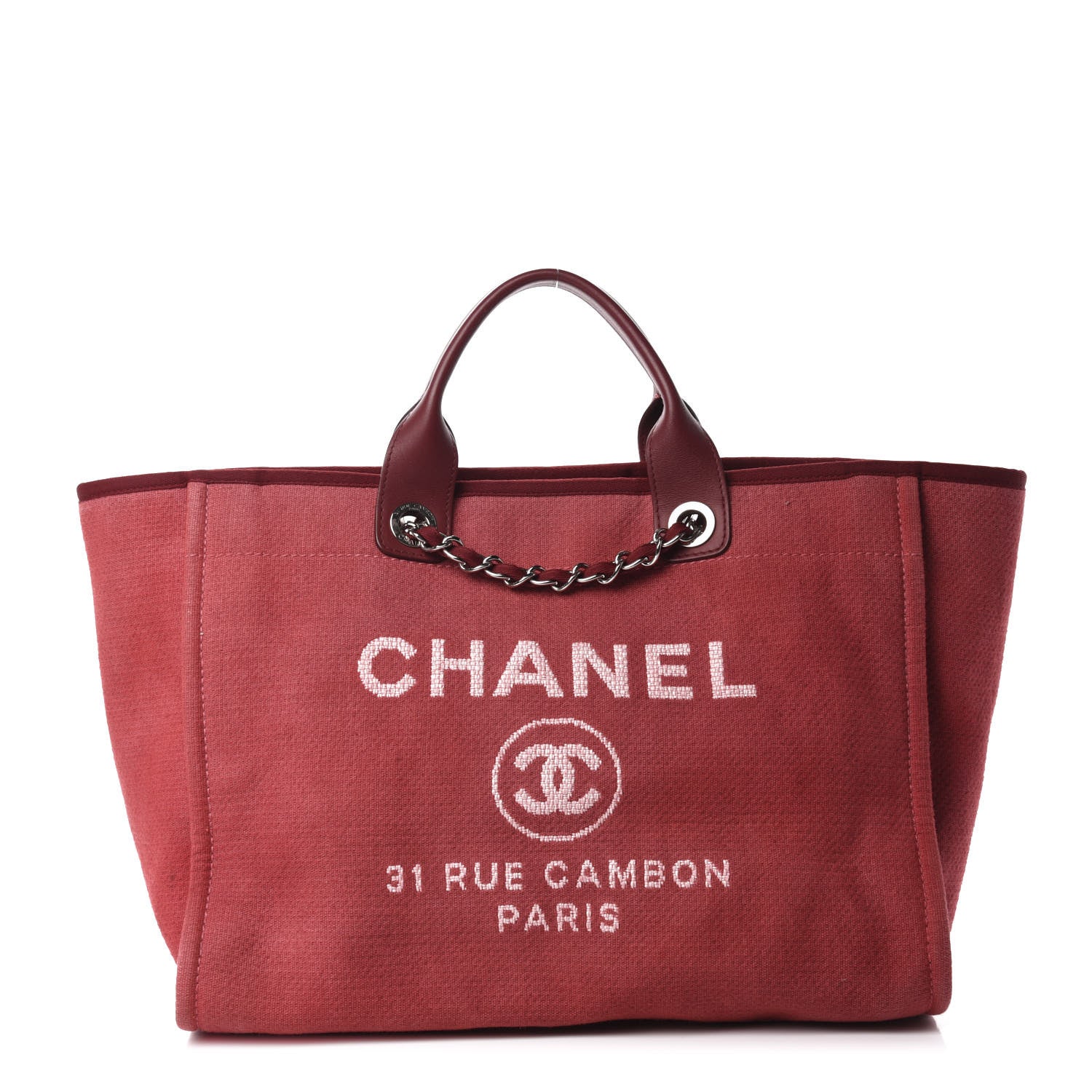 Chanel Canvas Medium Deauville Tote Red 1 of 12