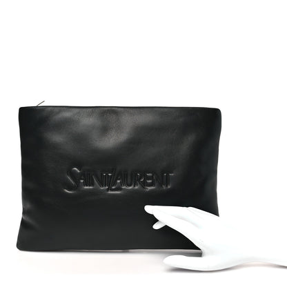 Saint Laurent Lambskin Large Puffy Pouch Black 2 of 8