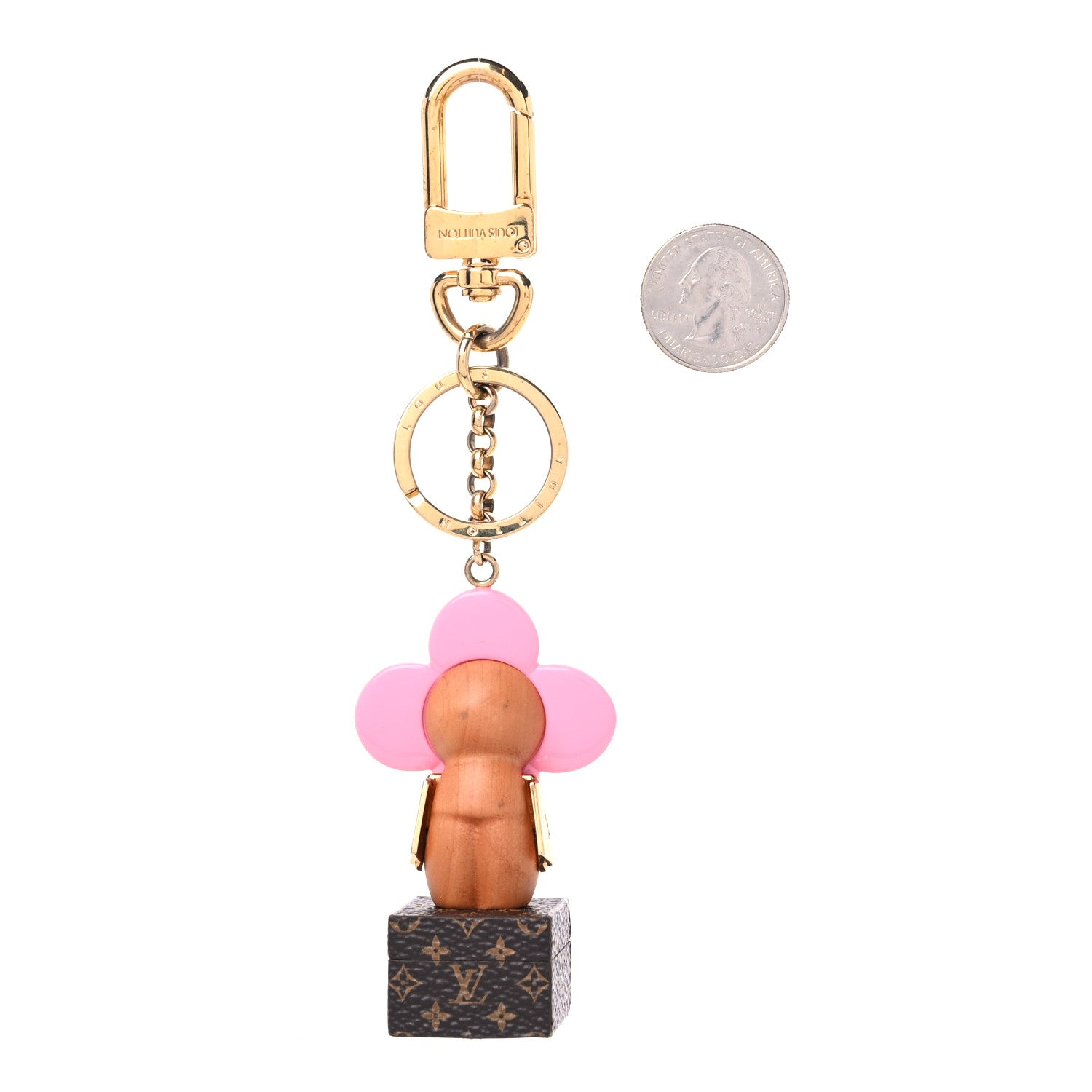 Louis Vuitton Resin Wood Vivienne Trunk VIP Bag Charm Key Holder Pink 2 of 3