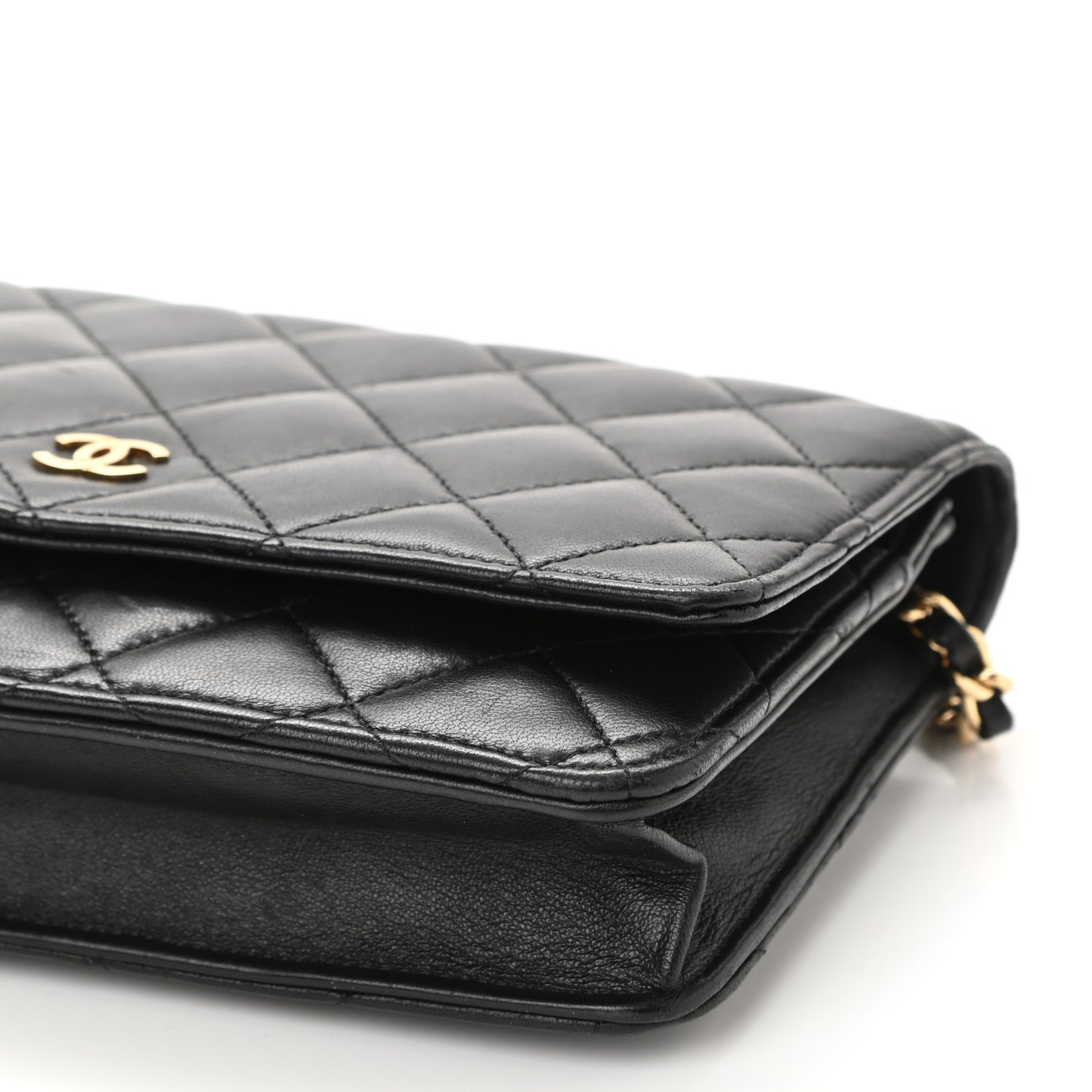 Lambskin Quilted Wallet On Chain WOC Black