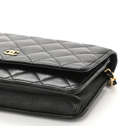 Chanel Lambskin Quilted Wallet On Chain WOC Black 11 of 11