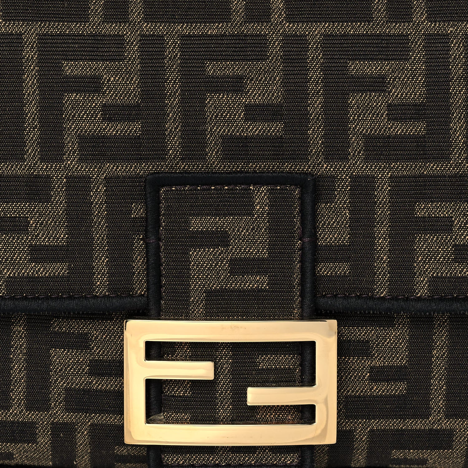 Fendi Fabric Jacquard FF 1974 Medium Baguette Tobacco Moro Black 6 of 12