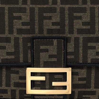 Fendi Fabric Jacquard FF 1974 Medium Baguette Tobacco Moro Black 6 of 12