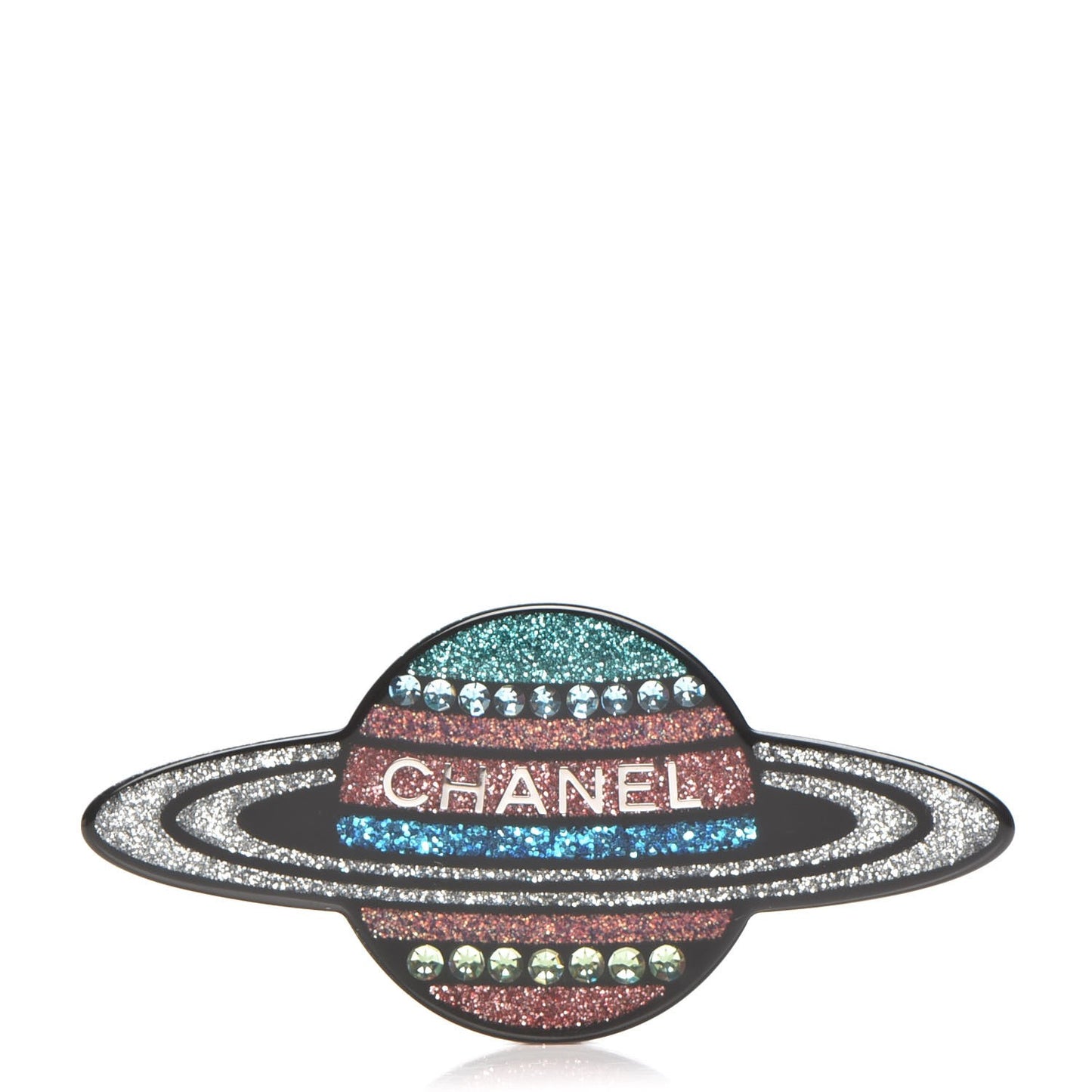 Glittered Resin Strass Planet Brooch Silver Blue Pink