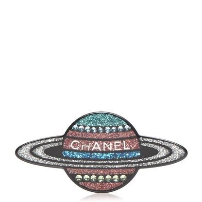 Chanel Glittered Resin Strass Planet Brooch Silver Blue Pink 1 of 5