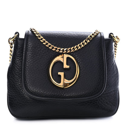 Gucci Pebbled Calfskin Small 1973 Chain Shoulder Bag Black 1 of 8