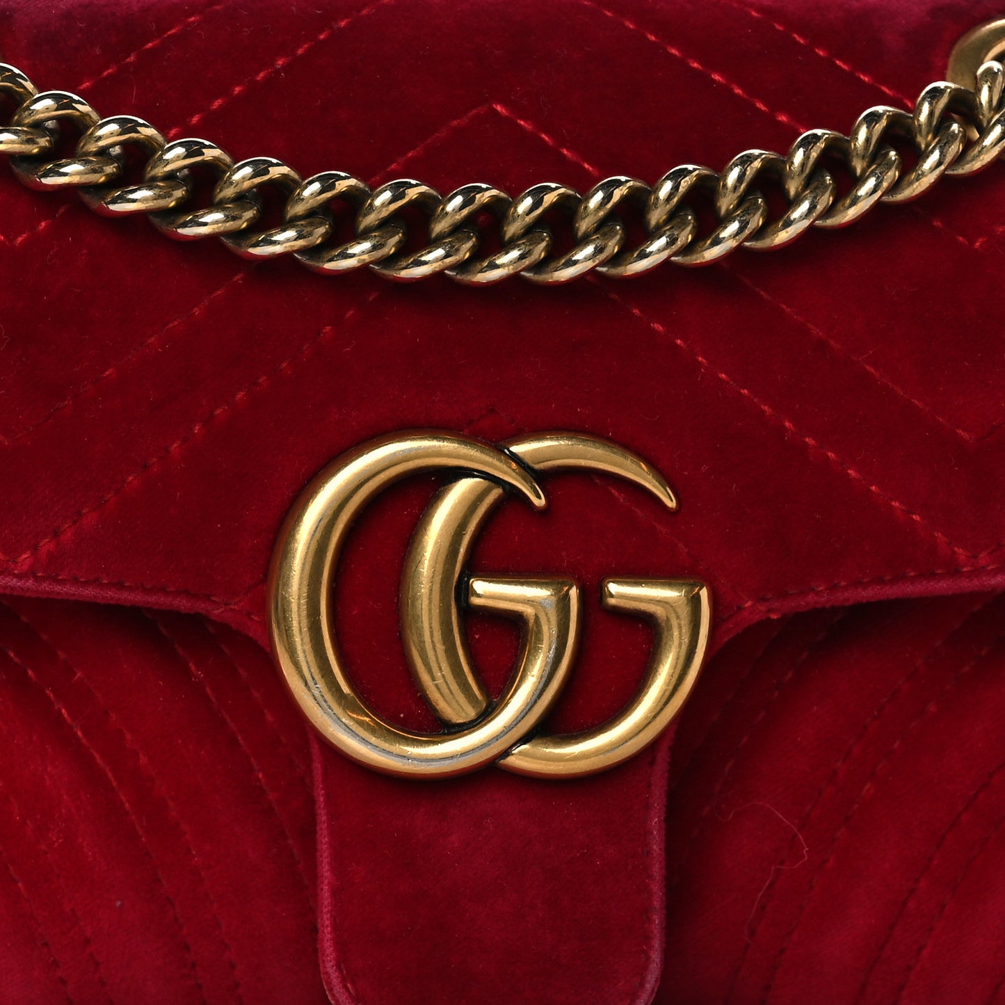 Velvet Matelasse Mini GG Marmont Shoulder Bag Hibiscus Red