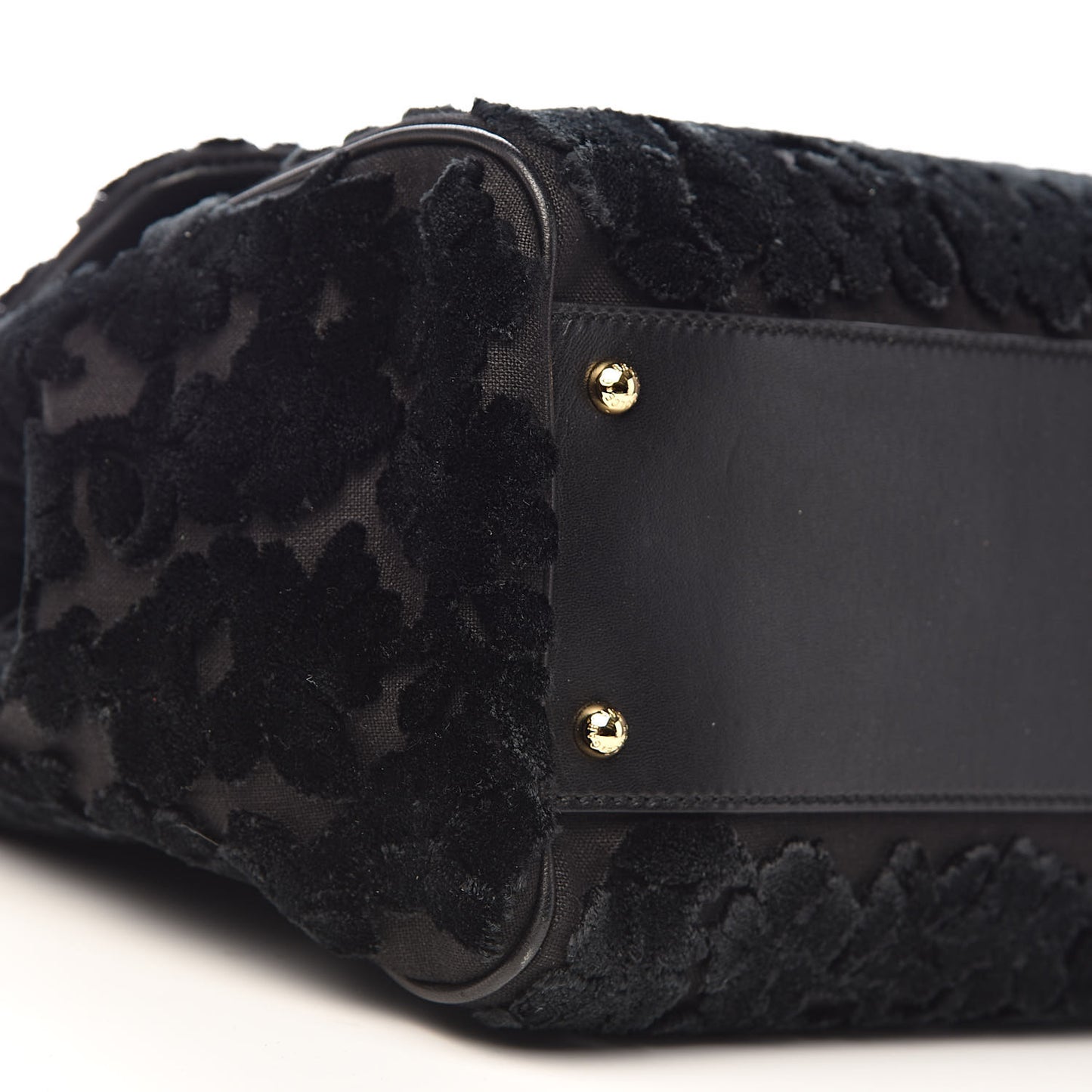 Velvet Floral Large Miss Sicily Satchel Black