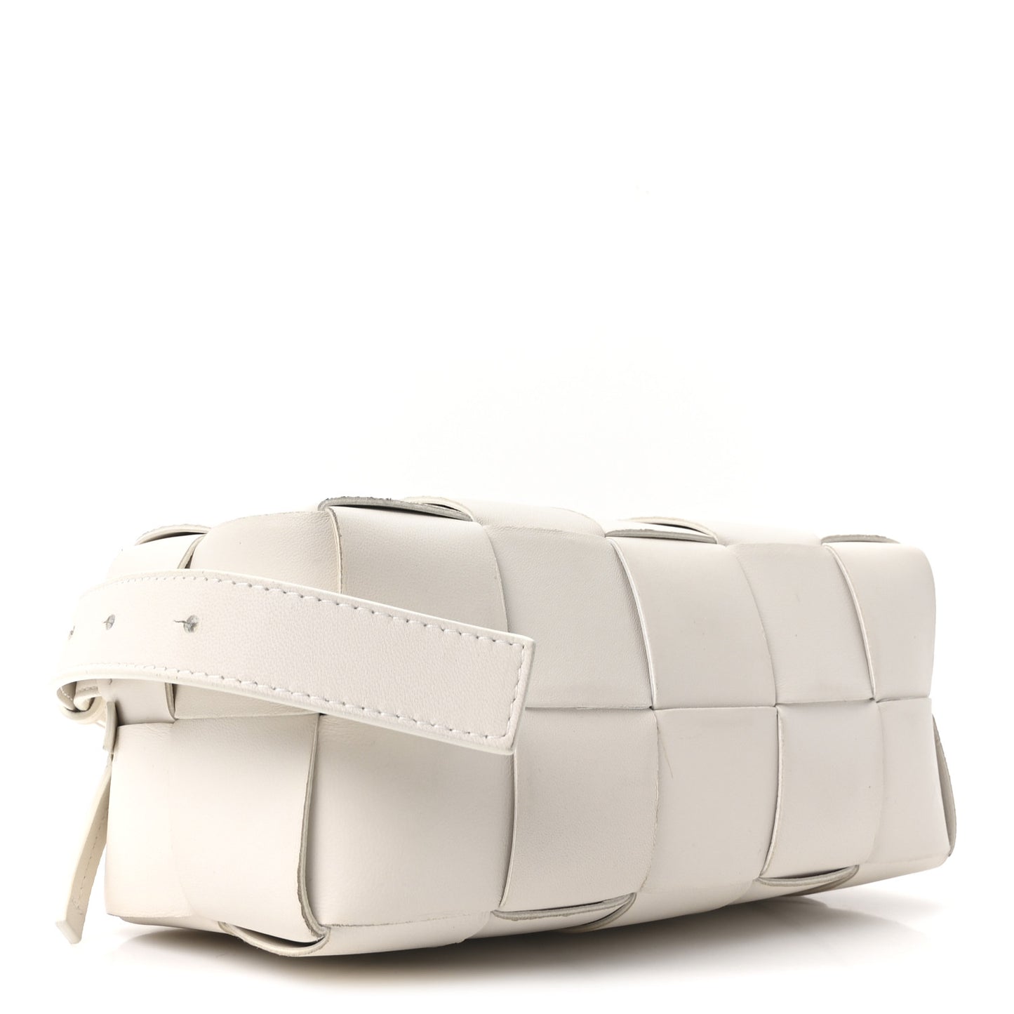 Lambskin Maxi Intrecciato Small Brick Cassette Bag White