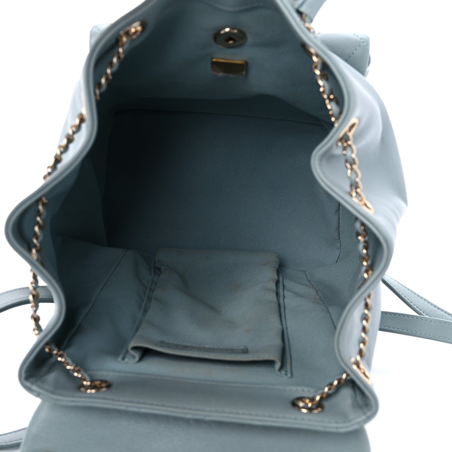 Chanel Lambskin Quilted Large Duma Drawstring Backpack Light Blue 5 of 12