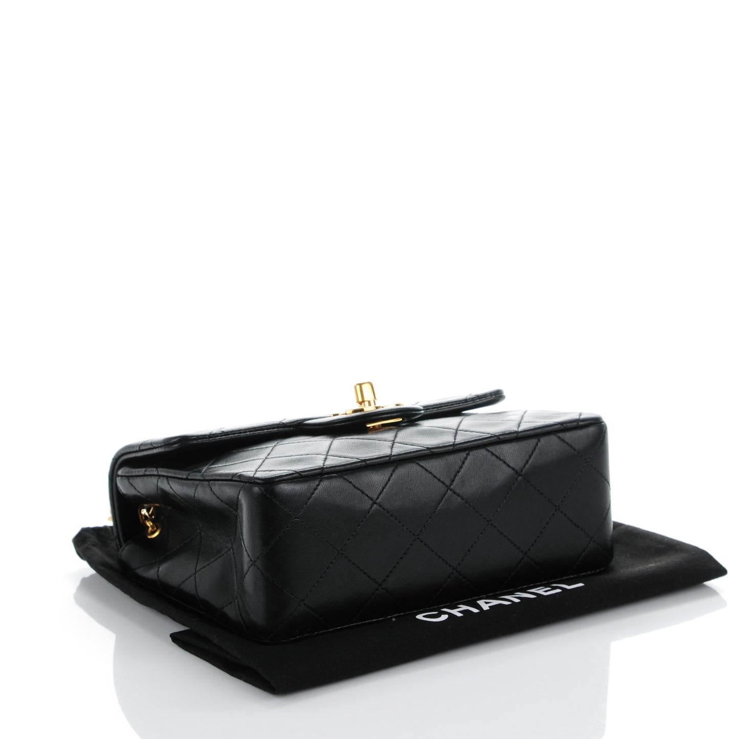 Lambskin Quilted Mini Square Flap Black