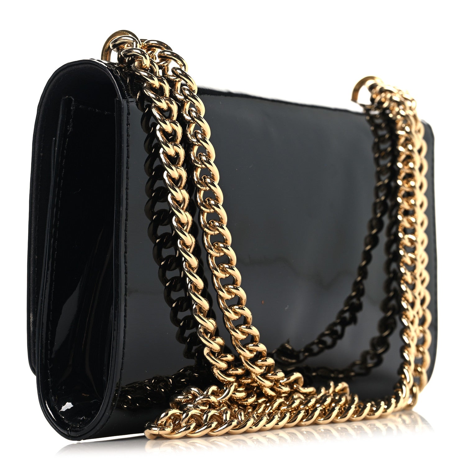 Louis Vuitton Patent Louise PM Chain Clutch Black 3 of 9