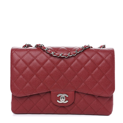 Chanel Caviar Quilted Jumbo Single Flap Dark Red 1 of 12