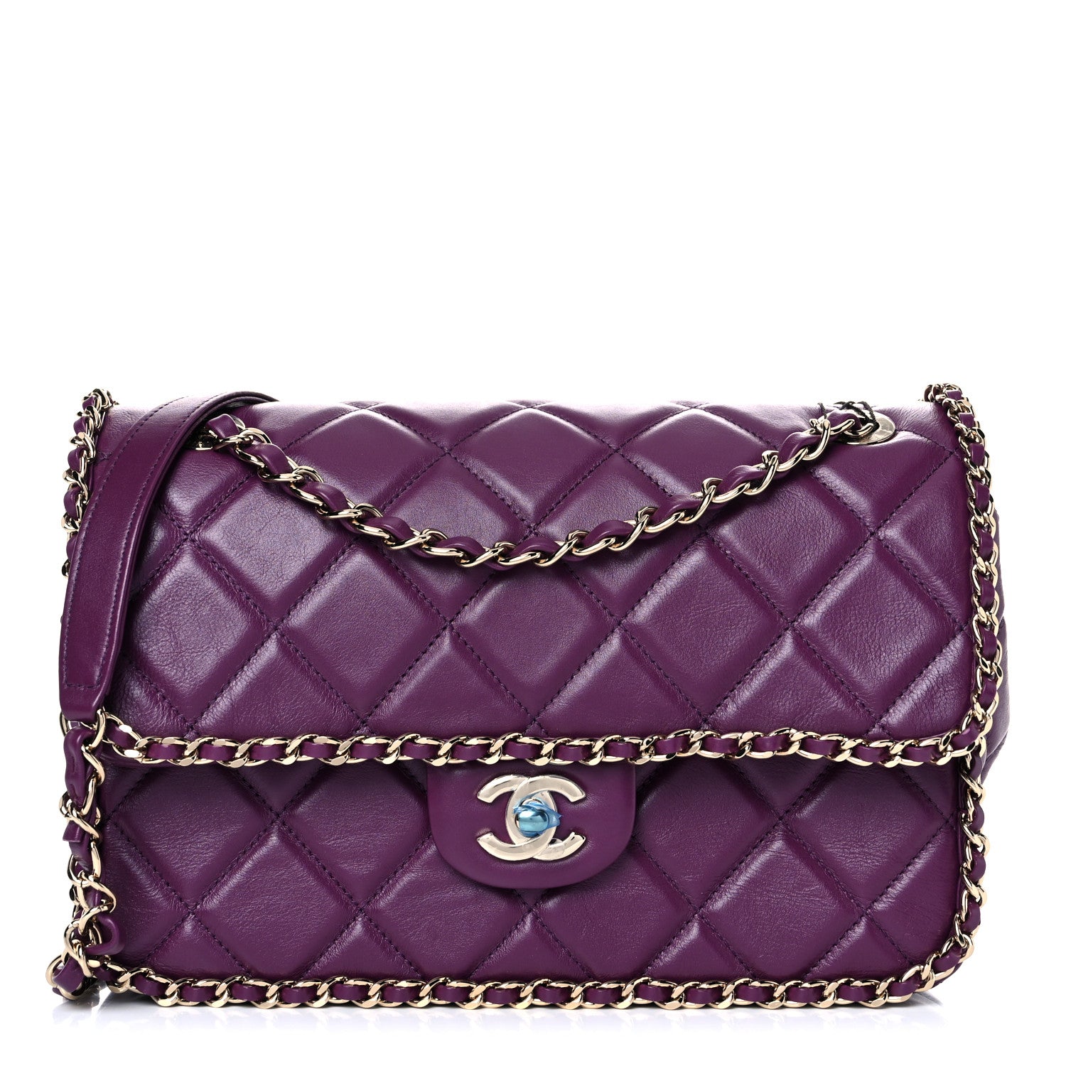 Chanel Crumpled Calfskin Medium Chain All Over Flap Purple 1 of 10