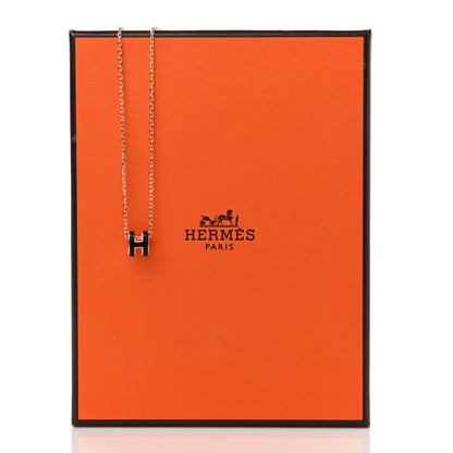 Hermes Lacquered Rose Gold Mini Pop H Pendant Necklace Black 7 of 7