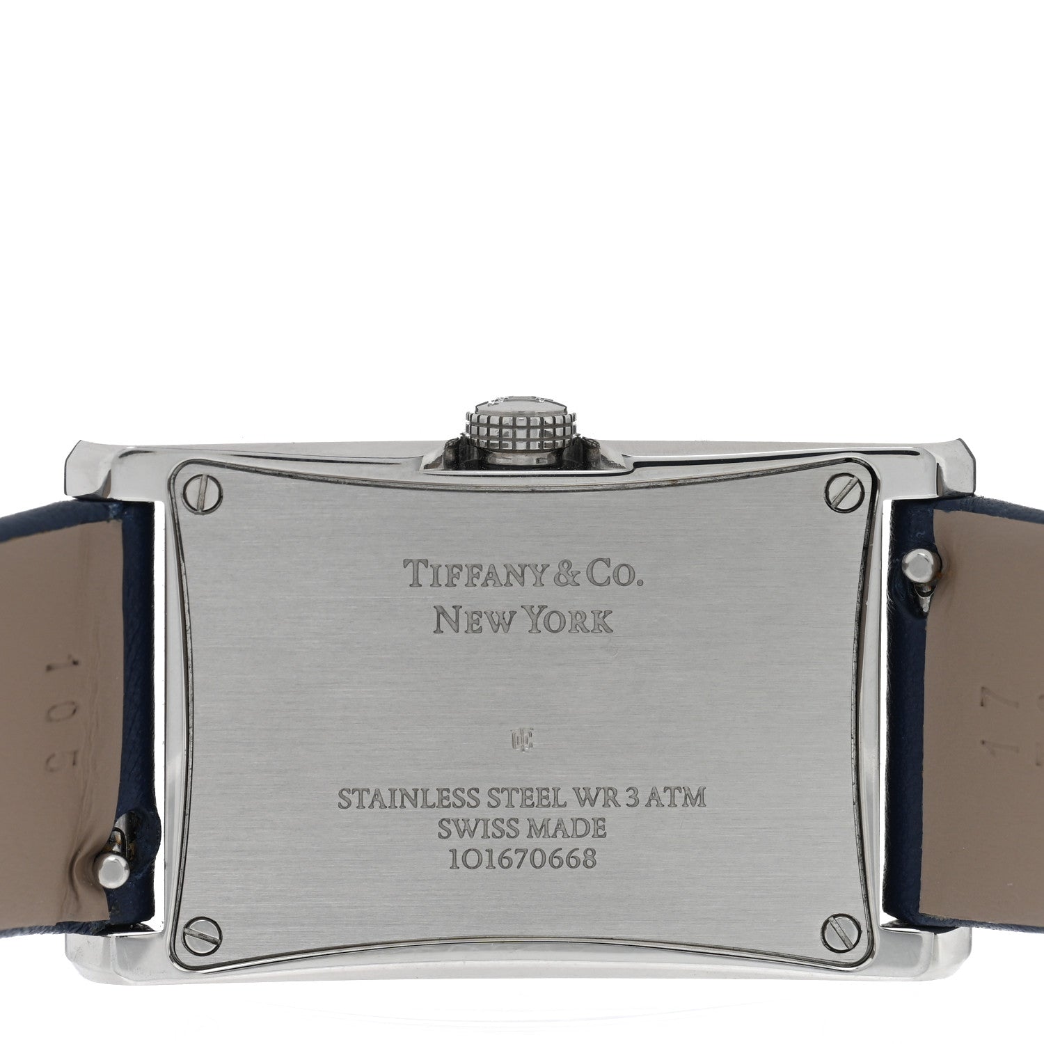 Tiffany Stainless Steel Calfskin 22mm East West Quartz Watch Blue 4 of 5