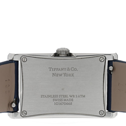 Tiffany Stainless Steel Calfskin 22mm East West Quartz Watch Blue 4 of 5