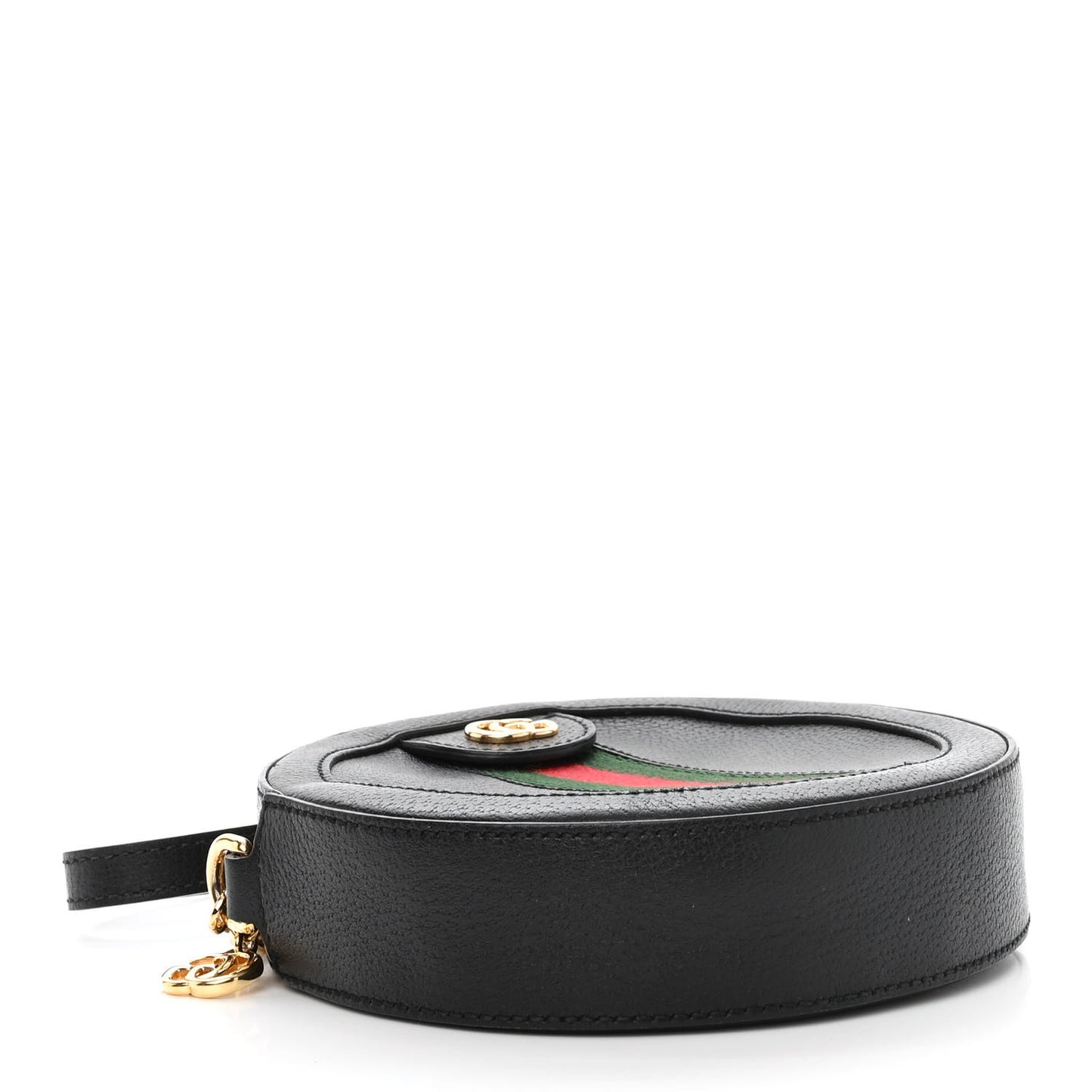Grained Calfskin Web Mini Ophidia Round Shoulder Bag Black