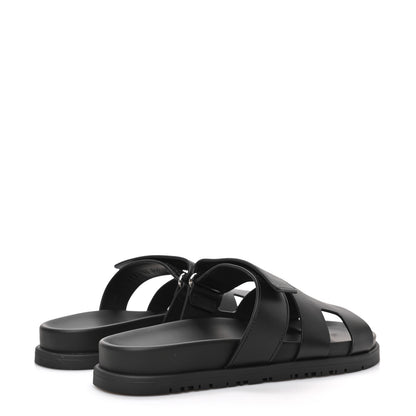 Hermes Calfskin Womens Chypre Sandals 36.5 Black 4 of 10