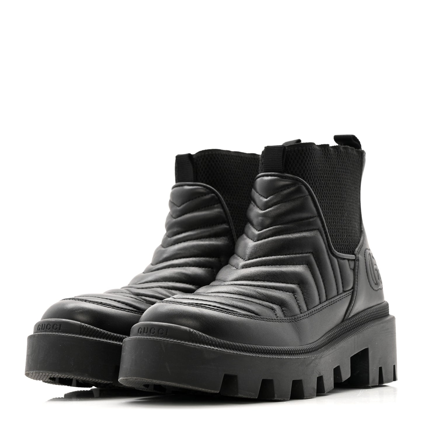 Calfskin Nappa Matelasse Frances Chelsea Boots 35.5 Black