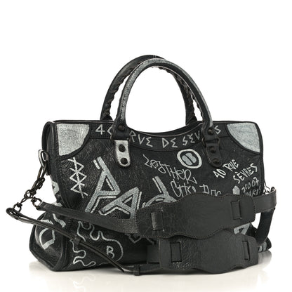 Balenciaga Agneau Arena Graffiti All Over Classic Hardware City Gris Fossile White 3 of 10