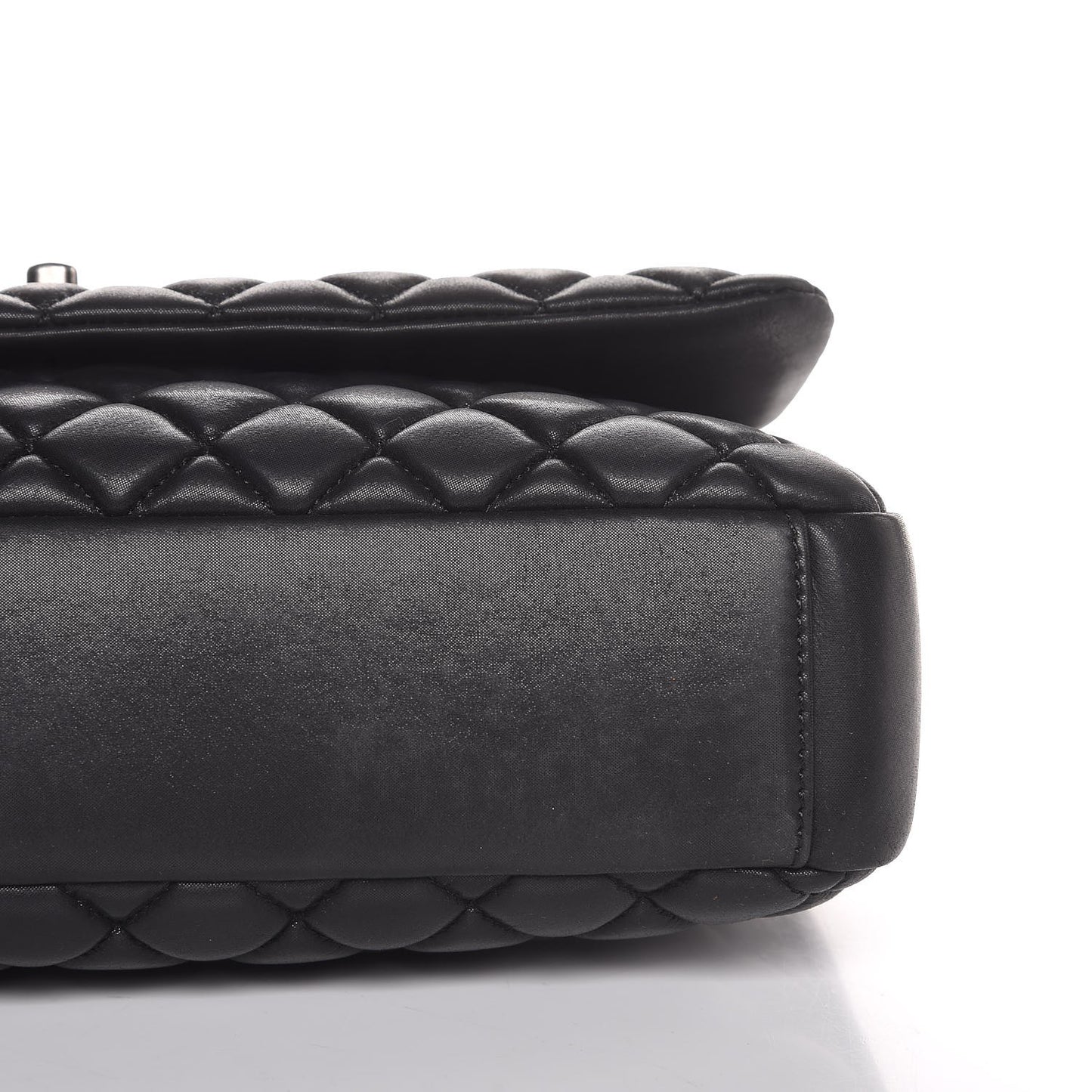 Iridescent Calfskin Quilted Large New Bubble Flap Black