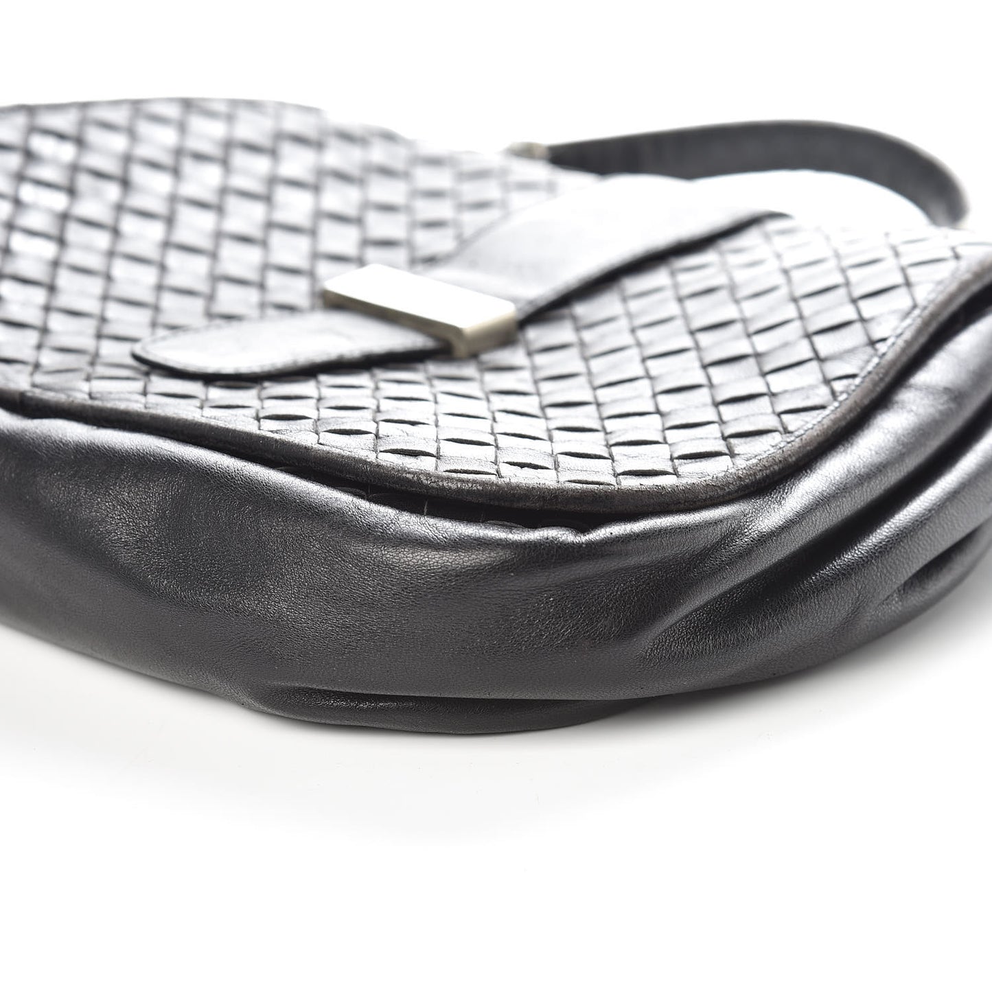 BOTTEGA VENETA Nappa Intrecciato Flap Bag Black