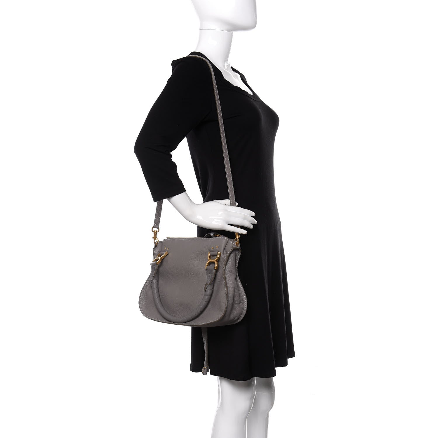 Chloe Calfskin Small Marcie Satchel Cashmere Grey 2 of 10