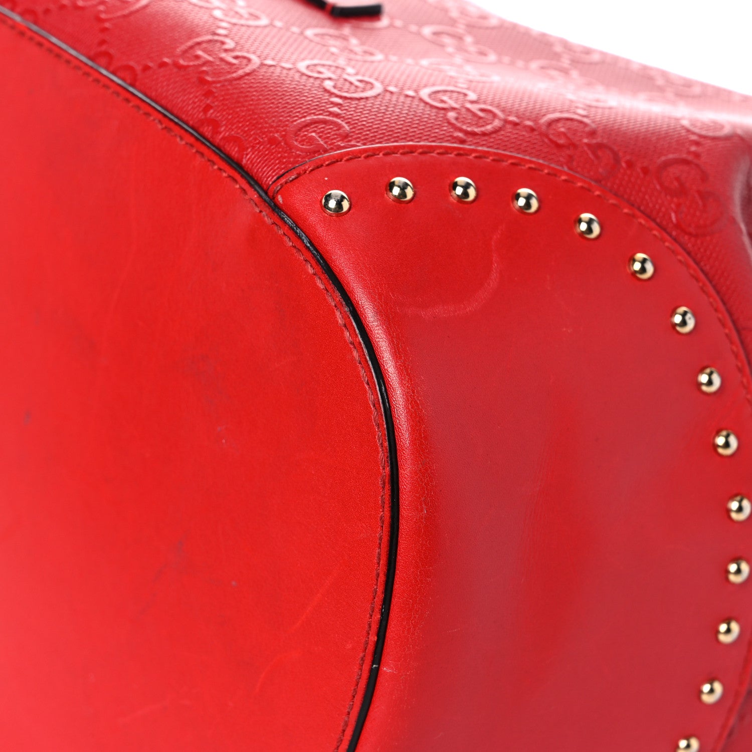 Gucci Bright Diamante GG Monogram Studded Medium Bucket Bag Red 9 of 33