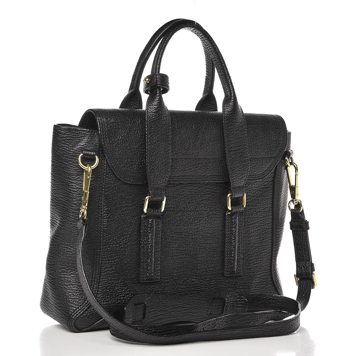 3.1 Phillip Lim 3.1 Textured Calfskin Medium Pashli Satchel Black 4 of 8